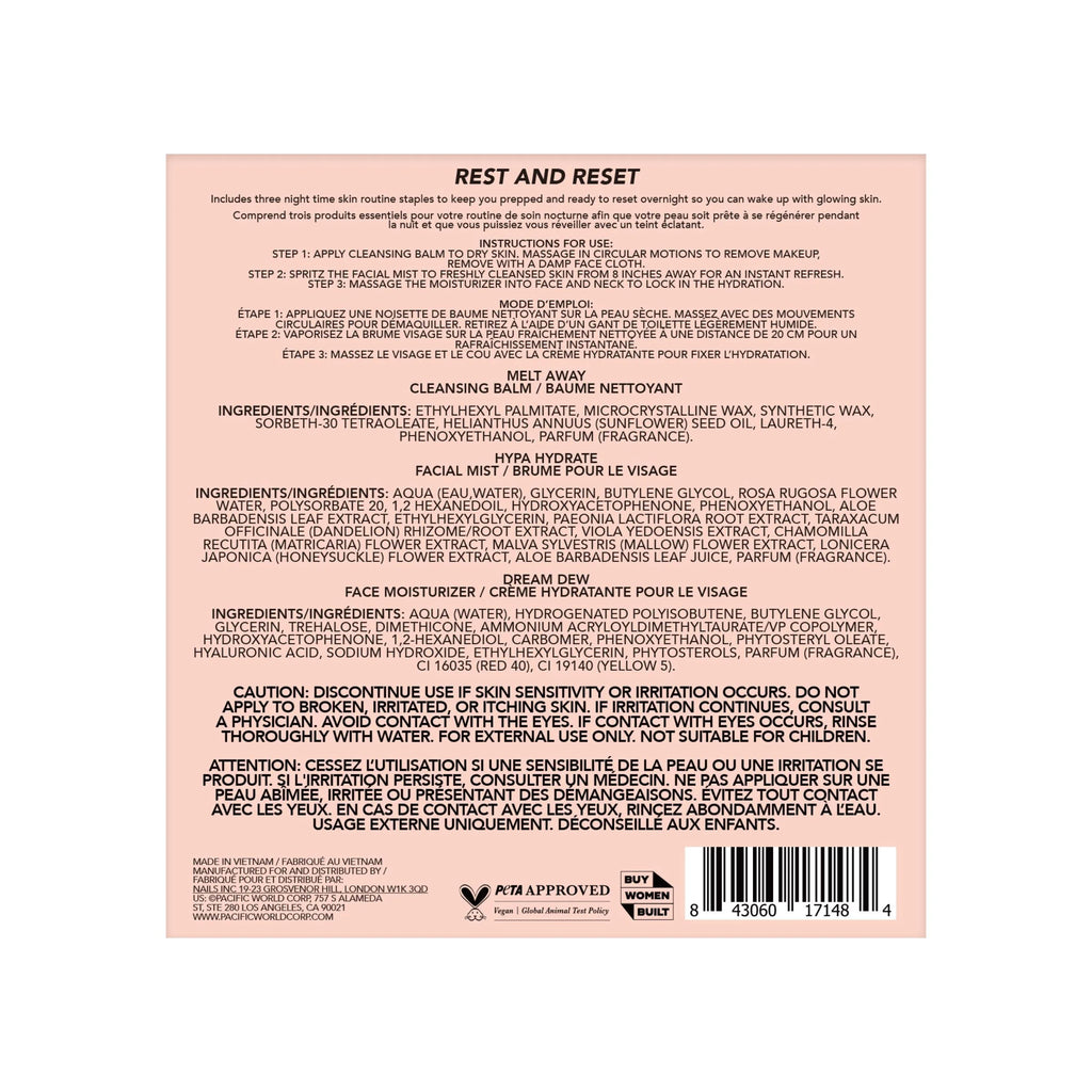 Limited Edition Rest and Reset Skincare, 3 Piece Gift Set