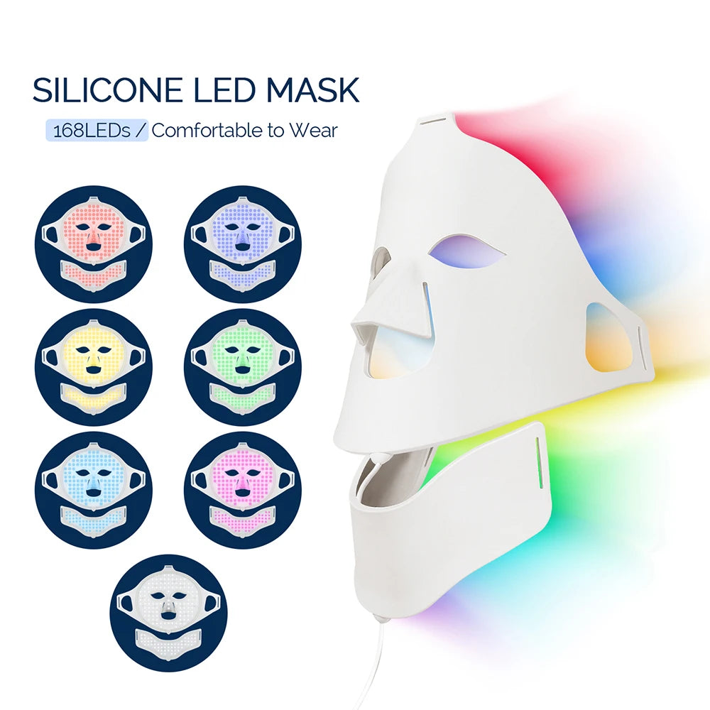 7 Colors LED Silicone Beauty Machine Skin Care Face Mask for Home Use
