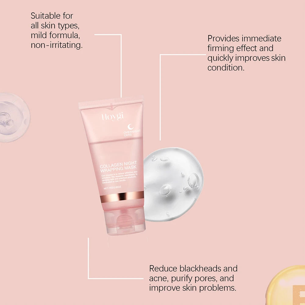 75ml Collagen Peel-off Face Mask Night Wrapping Mask + 50g Collagen Jelly Cream Firming Skin Moisturizing Facial Masks Cream