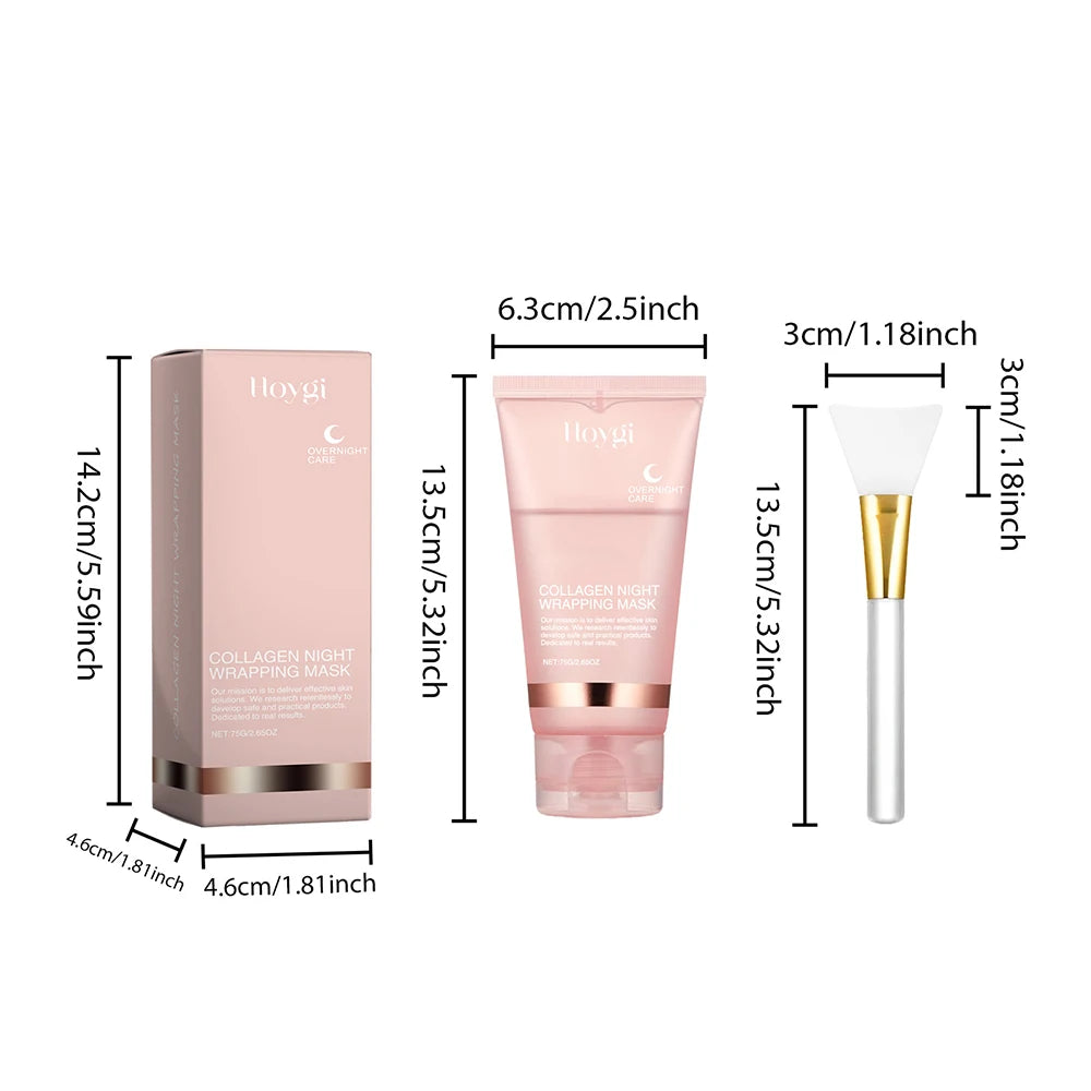 75ml Collagen Peel-off Face Mask Night Wrapping Mask + 50g Collagen Jelly Cream Firming Skin Moisturizing Facial Masks Cream