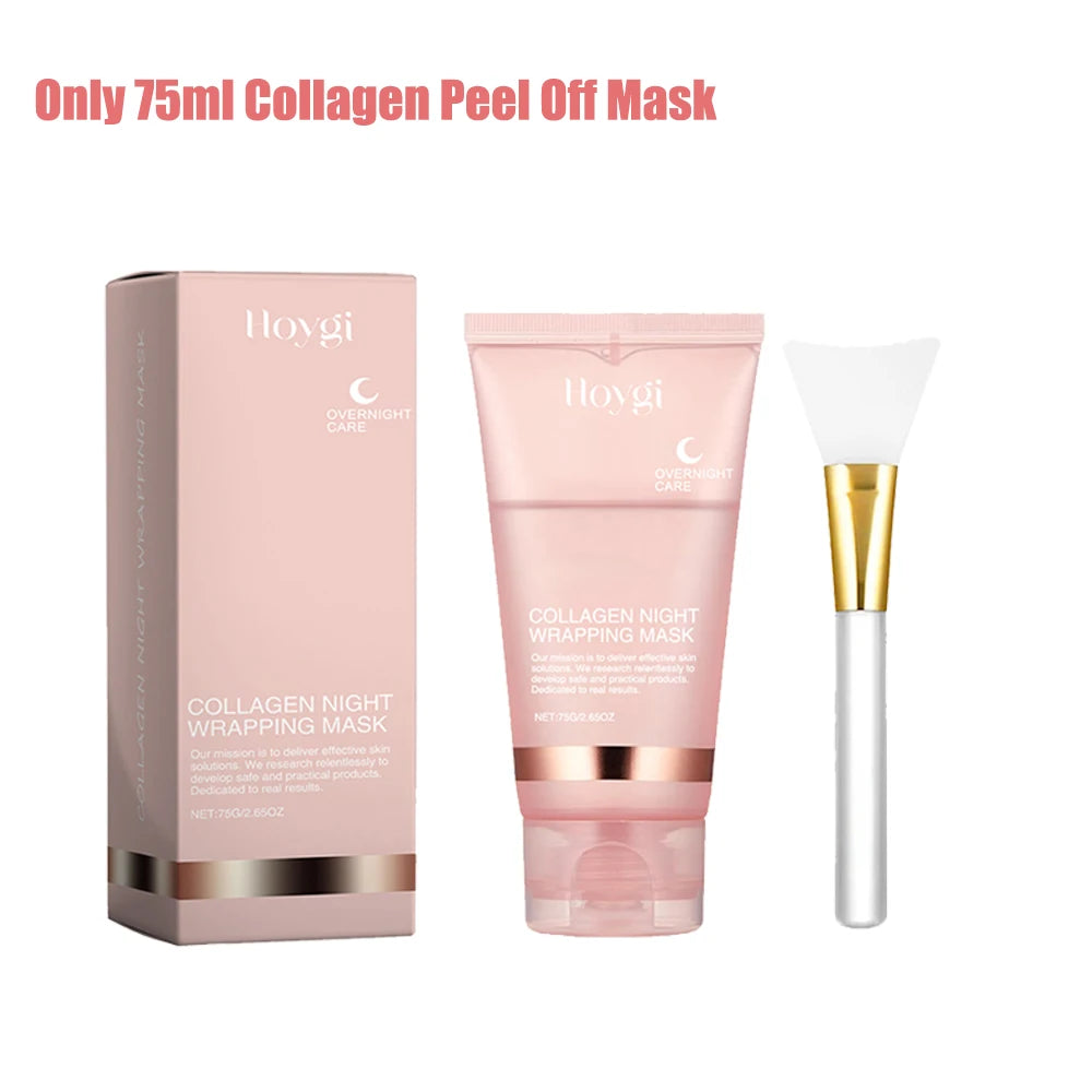 75ml Collagen Peel-off Face Mask Night Wrapping Mask + 50g Collagen Jelly Cream Firming Skin Moisturizing Facial Masks Cream