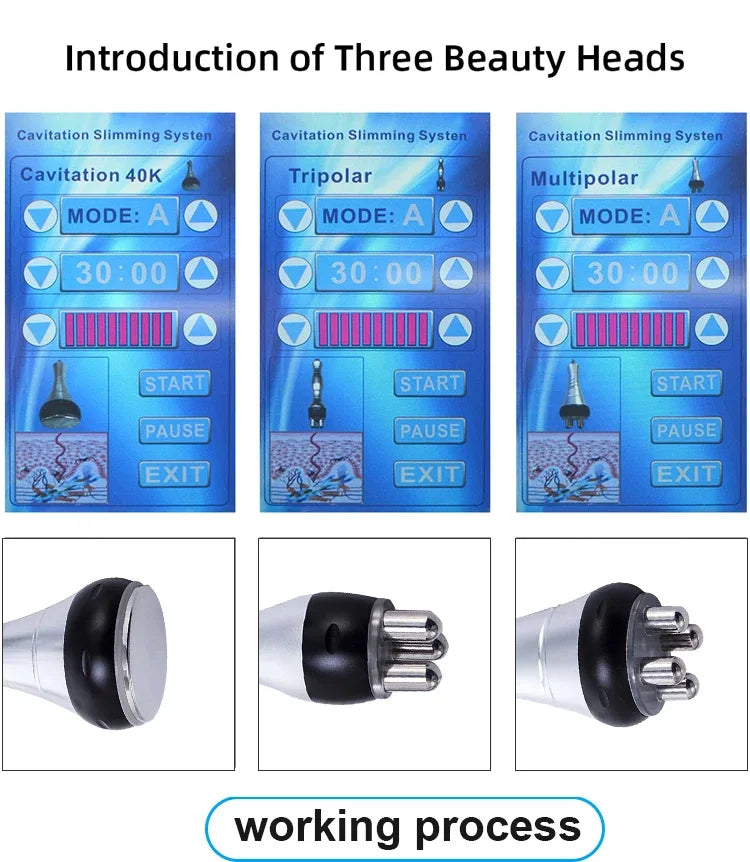 3 In 1 Beauty Body Slimming Massager Cavitation Machine Multi-Functional Device Face Body Tightening Lifting Spa Skincare Tool