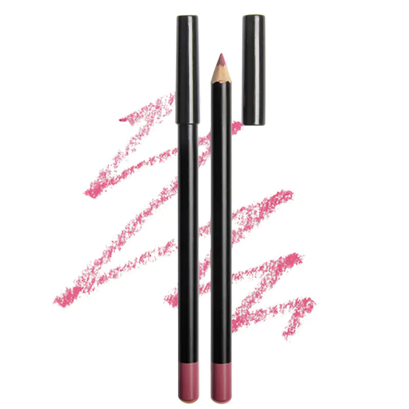 Black Wooden 12-Color Waterproof Lip Liner Pens